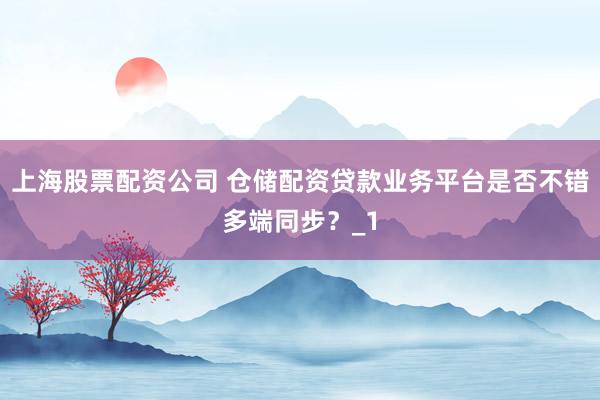 上海股票配资公司 仓储配资贷款业务平台是否不错多端同步？_1