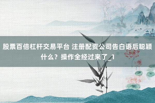 股票百倍杠杆交易平台 注册配资公司告白语后聪颖什么？操作全经过来了_1